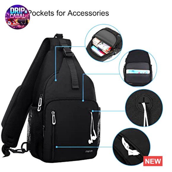 Polyester Sling Backpack with USB Port, Adjustable Crossbody Daypack for Hiking main image 6